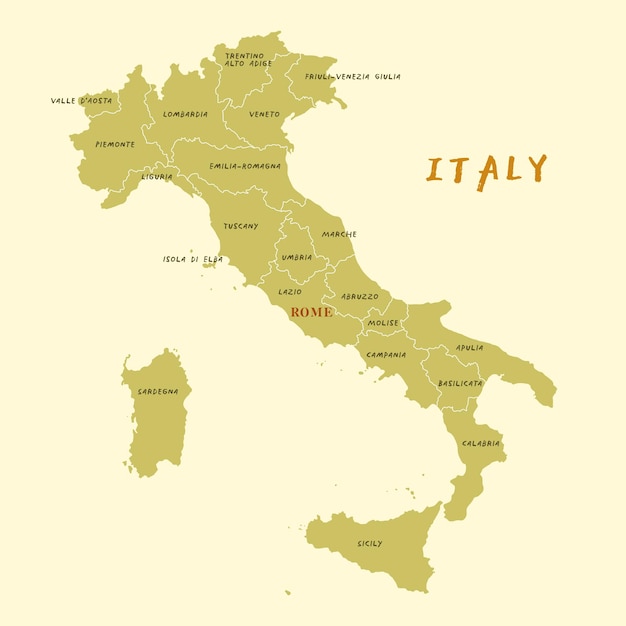 Vecteur carte de l'italie avec les pays