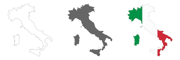 Carte Italie très détaillée avec des frontières isolées sur fond