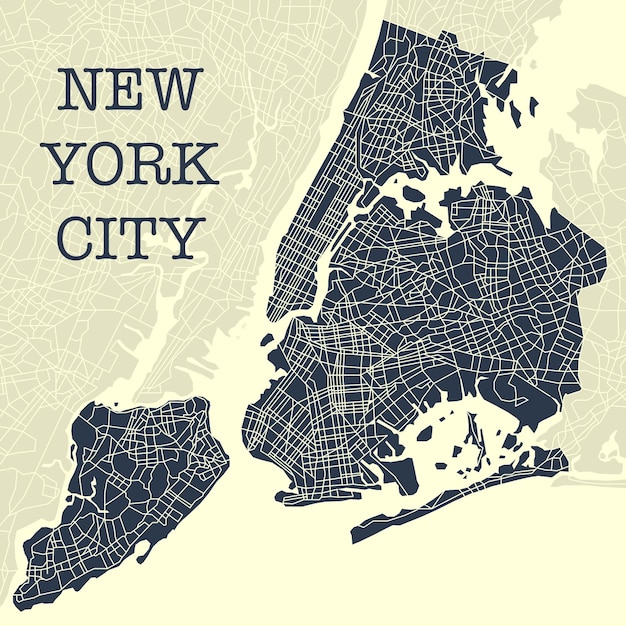 Vecteur carte jaune et bleue de ny