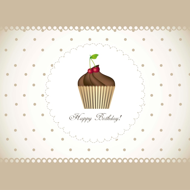 Vecteur carte de joyeux anniversaire avec illustration vectorielle cupcake