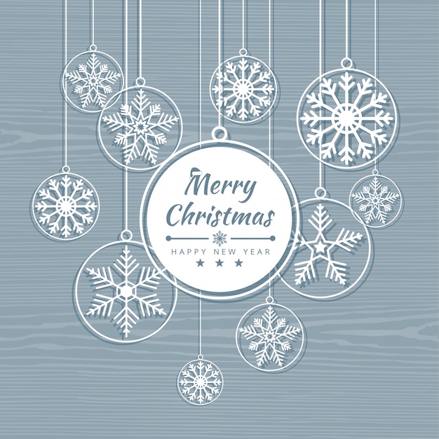 Carte De Joyeux Noël Avec Bannière De Flocons De Neige. Fond D'hiver. Illustration Vectorielle