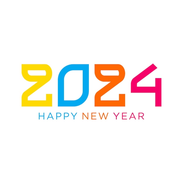 Carte de joyeux nouvel an 2024 vectorielle gratuite avec fond blanc