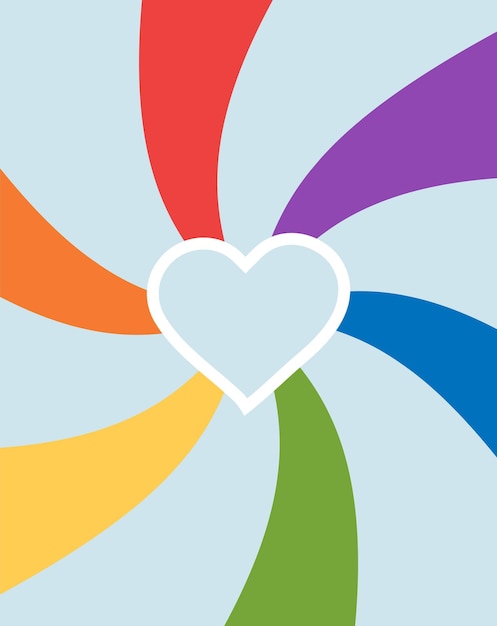 Carte Lgbt Avec Coeur Drapeau Arc-en-ciel Lgbt Un Coeur Coloré Avec Un Coeur Blanc Au Centre