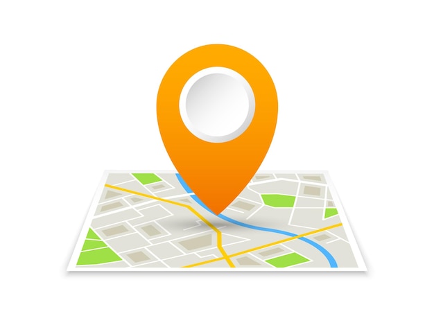 Carte de localisation pliée avec marqueur Carte de la ville avec pointeur