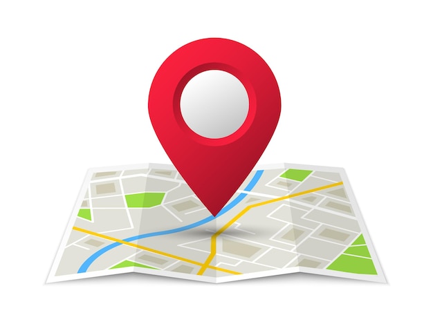 Carte de localisation pliée avec marqueur Carte de la ville avec pointeur