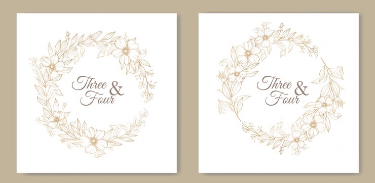 carte de mariage art ligne élégante avec beau modèle floral et feuilles
