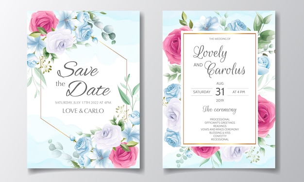 Carte De Mariage Et Carte D'invitation Avec Modèle De Belles Roses