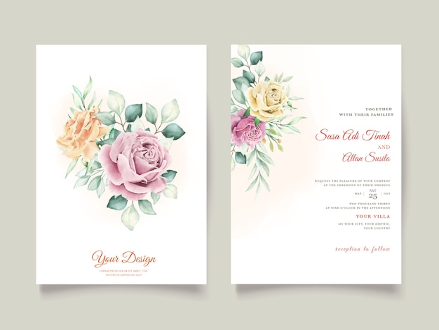 Carte De Mariage Floral Aquarelle