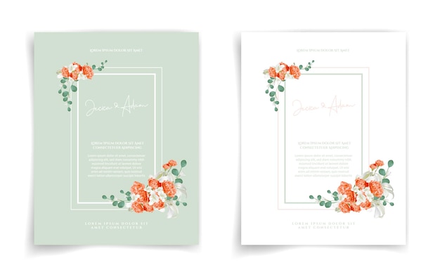 Carte de mariage floral ou carte d'invitation sur fond vert style élégant et luxueux Sentez-vous frais avec un thème naturel
