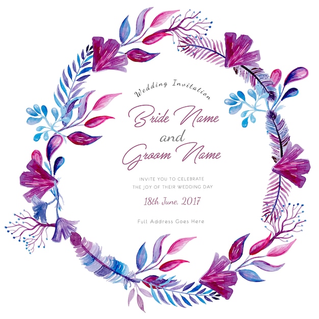 Carte De Mariage Motif De Couronnes Florales