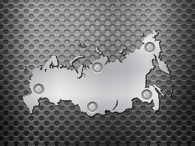 Vecteur carte métallique de la russie