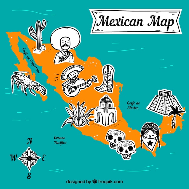 Carte Mexicaine Avec Fond D'éléments