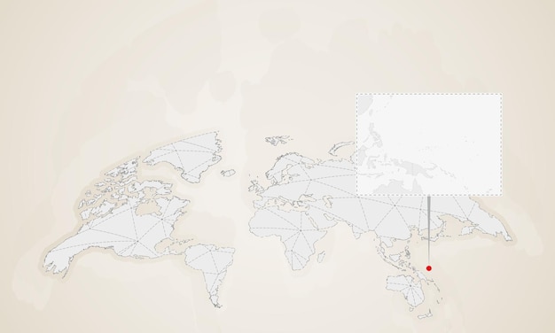 Carte De La Micronésie Avec Les Pays Voisins épinglée Sur La Carte Du Monde