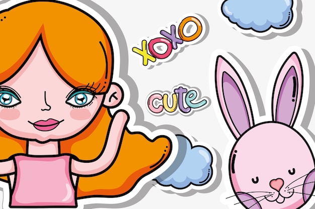Carte mignon Xoxo avec des dessins animés