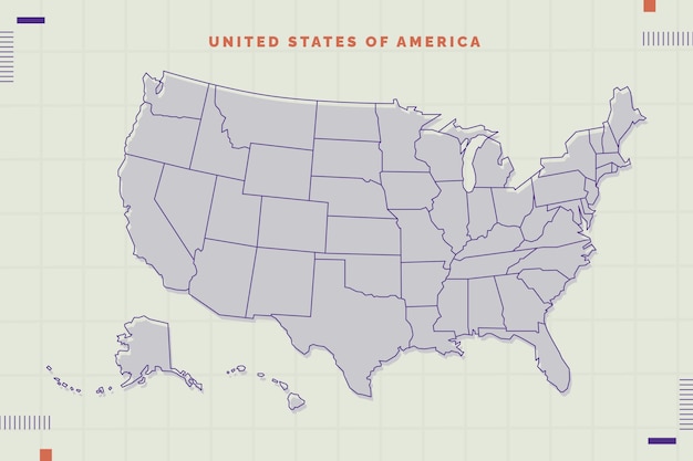 Carte muette des États-Unis dessinée à la main