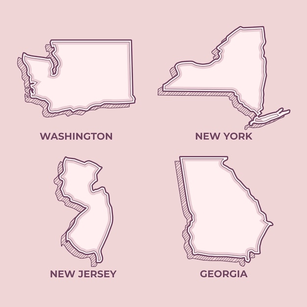 Carte muette des États-Unis dessinés à la main
