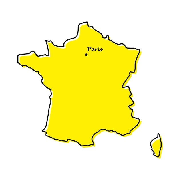 Vecteur carte muette simple de la france avec l'emplacement de la capitale