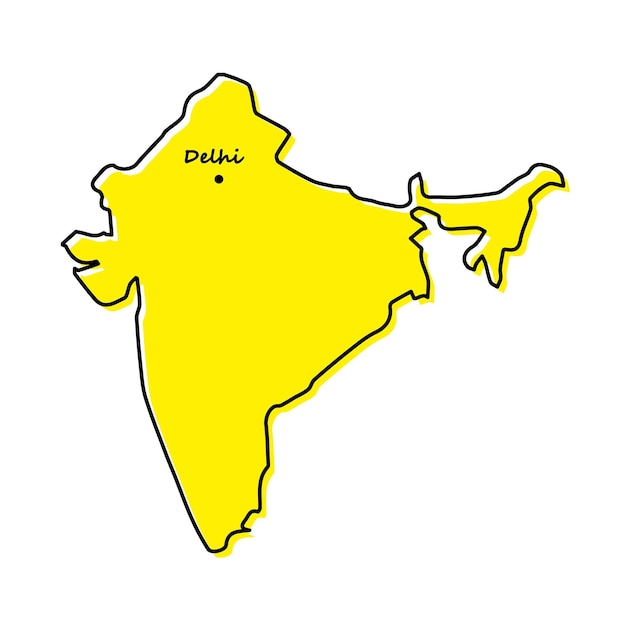 Carte Muette Simple De L'inde Avec L'emplacement De La Capitale