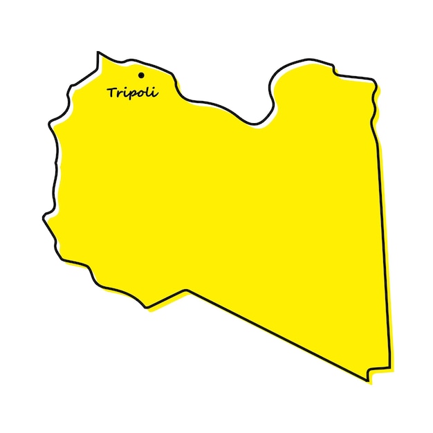 Carte Muette Simple De La Libye Avec L'emplacement De La Capitale