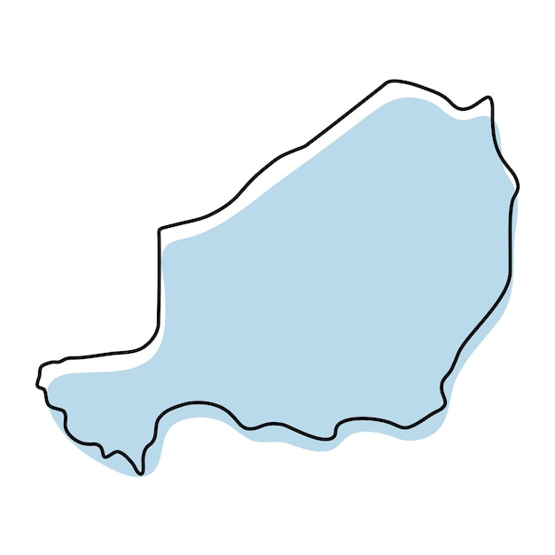 Carte Muette Simple Stylisée De L'icône Du Niger. Croquis Bleu De L'illustration Vectorielle Du Niger