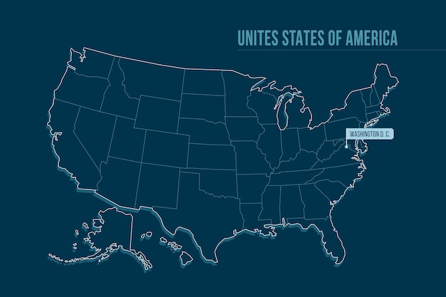 Carte muette usa design plat