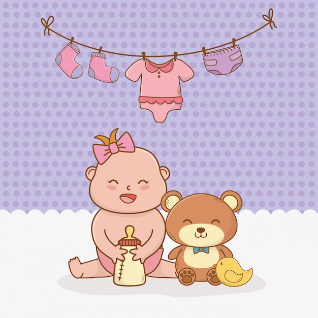 Carte de naissance avec bébé fille