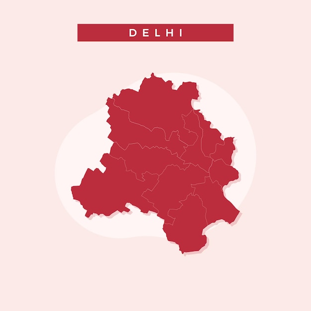 Carte Nationale De Delhi, Illustration Vectorielle De Delhi Carte, Vecteur De La Carte De Delhi