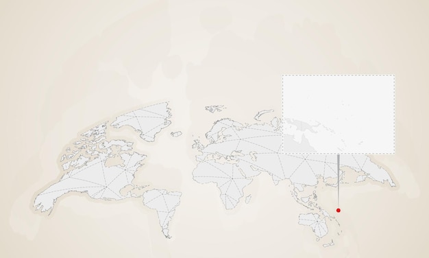 Carte De Nauru Avec Les Pays Voisins épinglée Sur La Carte Du Monde