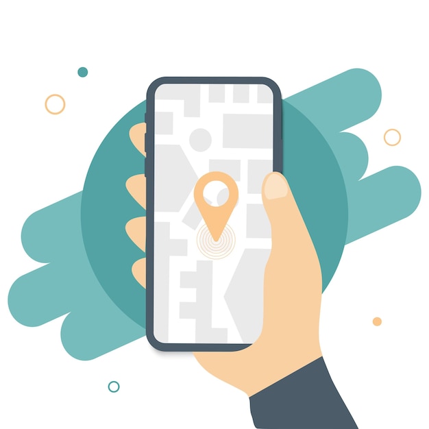 Carte de navigation GPS Application de carte pour smartphone et identification à l'écran Recherche d'application navigation par carte isolée sur fond de cartes en ligne