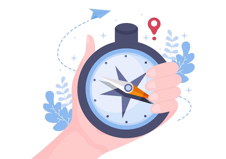Vecteur la carte de navigation gps et la boussole sur l'application de recherche de position indiquent la position ou l'itinéraire que vous suivez. illustration vectorielle de fond