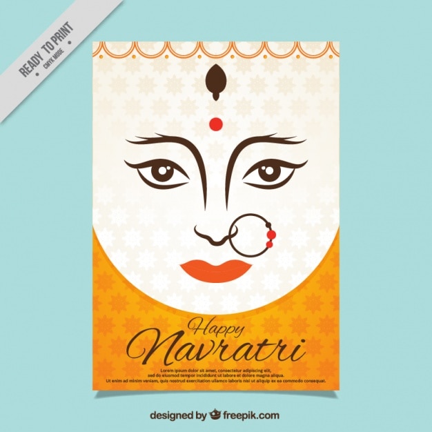Carte De Navratri Heureux Avec Le Visage De La Déesse Durga