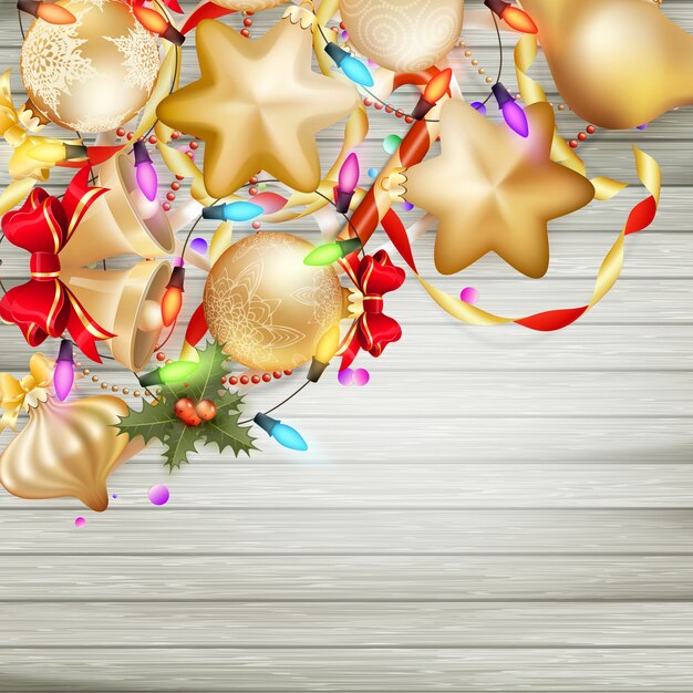 Carte de Noël avec des boules.
