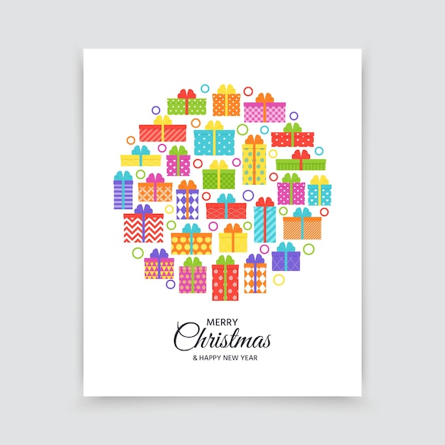 Carte De Noël Avec Coffrets Cadeaux Illustration Vectorielle