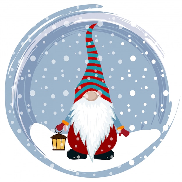 Vecteur carte de noël avec gnome mignon