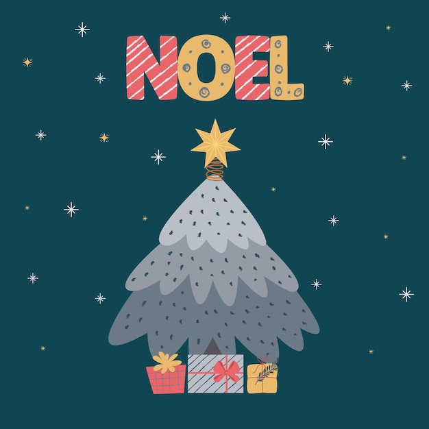 Carte De Noël Noel Arbre De Noël Avec Des Cadeaux Sous