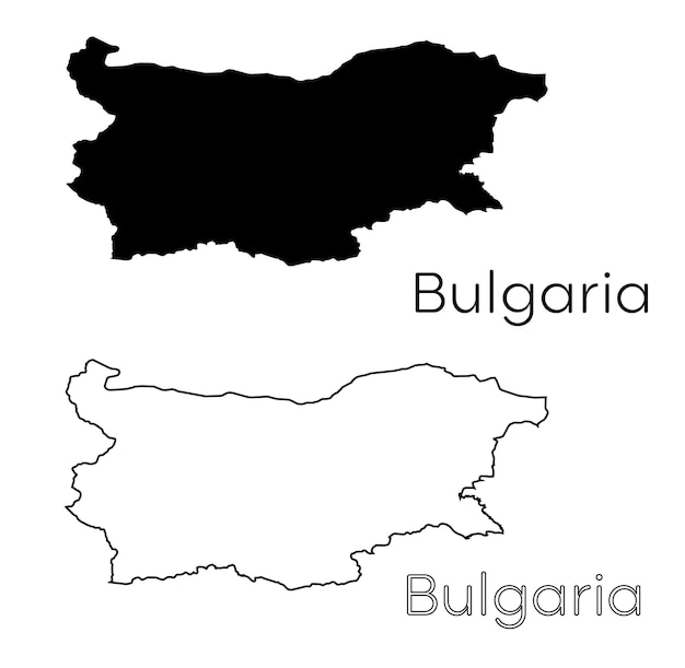 Une Carte En Noir Et Blanc De La Bulgarie Et Le Mot Bulgarie.