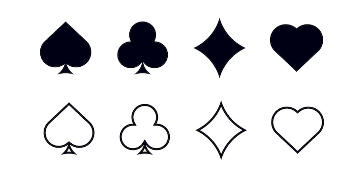 Vecteur la carte noire convient au symbole fortune de la chance de jeu au poker
