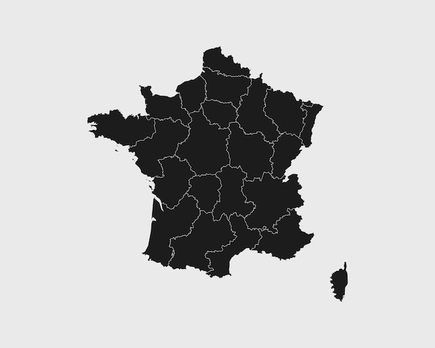 Carte Noire Détaillée De La France Sur Fond Blanc Isolé Illustration Vectorielle Eps 10