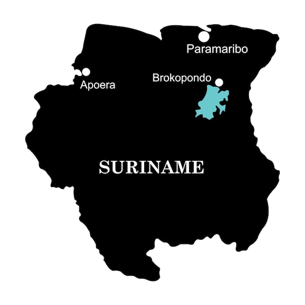 Vecteur carte des noms du suriname