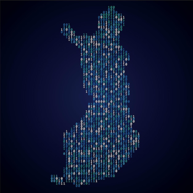 Carte de pays de la Finlande faite à partir du code binaire numérique