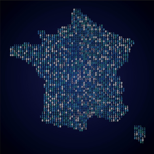 Carte De Pays De France Faite à Partir Du Code Binaire Numérique