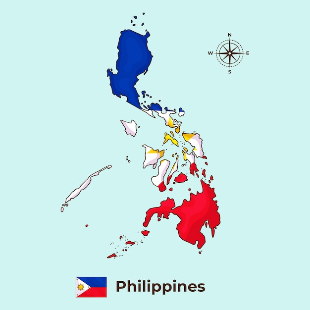 Carte philippine dessinée à la main