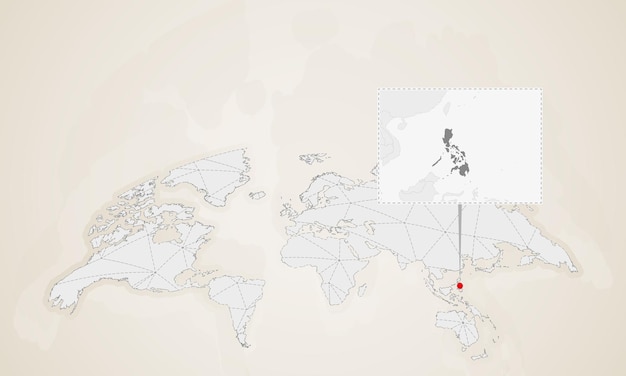 Carte Des Philippines Avec Les Pays Voisins épinglée Sur La Carte Du Monde