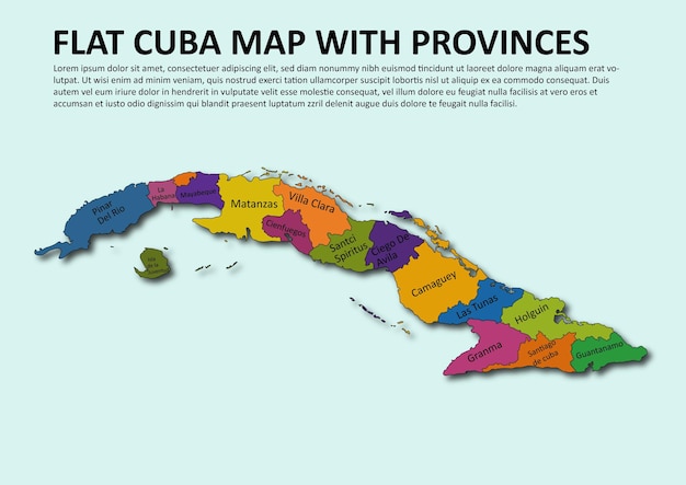 Vecteur carte plate de cuba avec districts