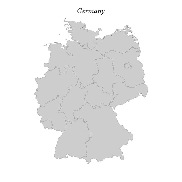 Carte plate simple de l'Allemagne avec les frontières des districts