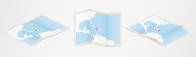 Carte pliée d'Haïti en trois versions différentes.