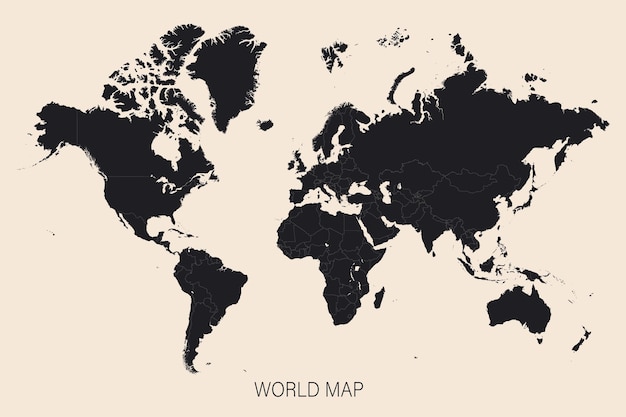 Carte Politique Globale Du Monde Carte Très Détaillée Avec Frontières Pays Et Villes Chaque Pays Est Sur Un Calque Séparé Et Est Modifiable