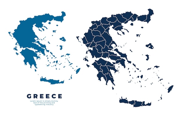 Carte politique de la Grèce et illustration simple à vecteur plat
