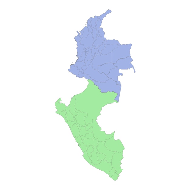 Carte Politique De Haute Qualité Du Pérou Et De La Colombie Avec Des Frontières De