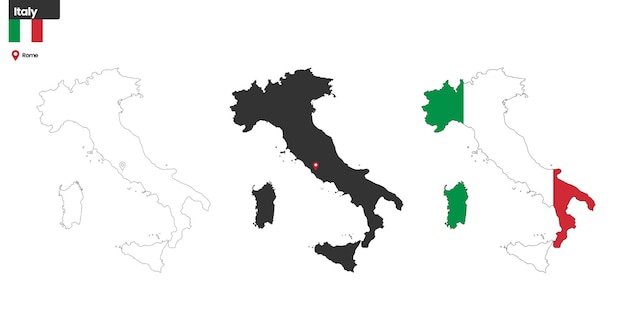 Carte Politique De L'italie Avec Le Drapeau National De La Capitale Rome Et Les Frontières Du Pays Européen